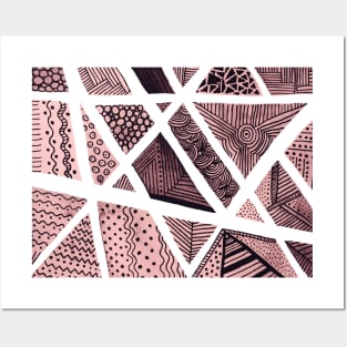 Geometric doodles - pink and black Posters and Art